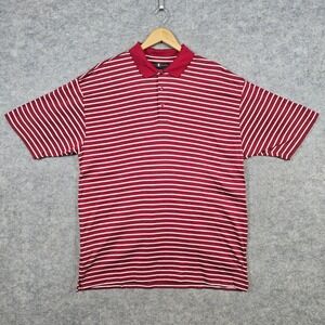 Nike Tiger Woods Men's Golf Polo Shirt Size XL Red With Stripes 100% Cotton